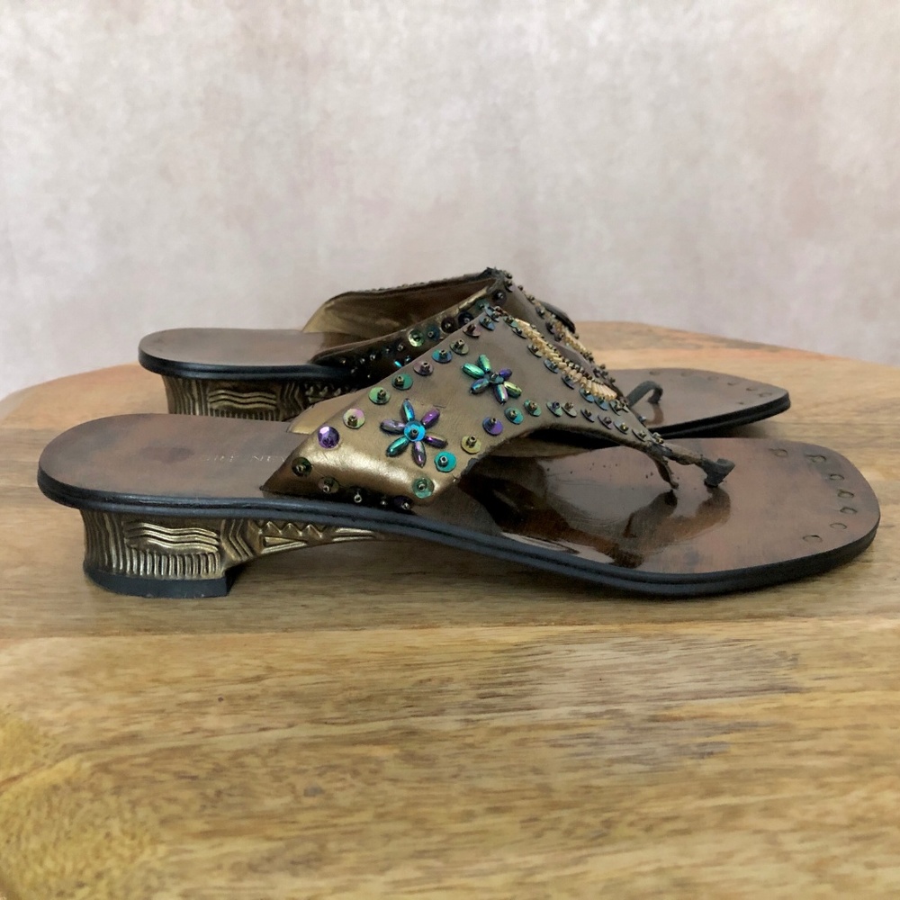 Vintage Bronze Decorative Sandals Size 6.5 - Picture 6 of 9